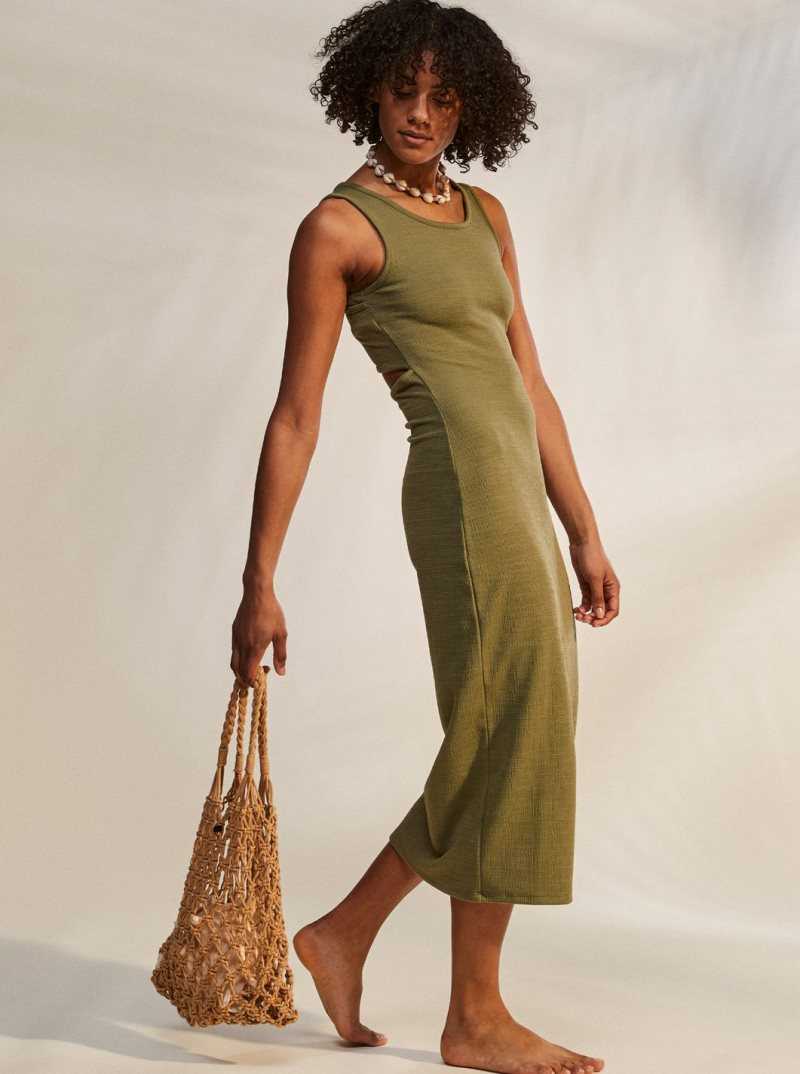 Roxy Good Keepsake Strappy Midi Dress Loden Green | FXUNV-0783