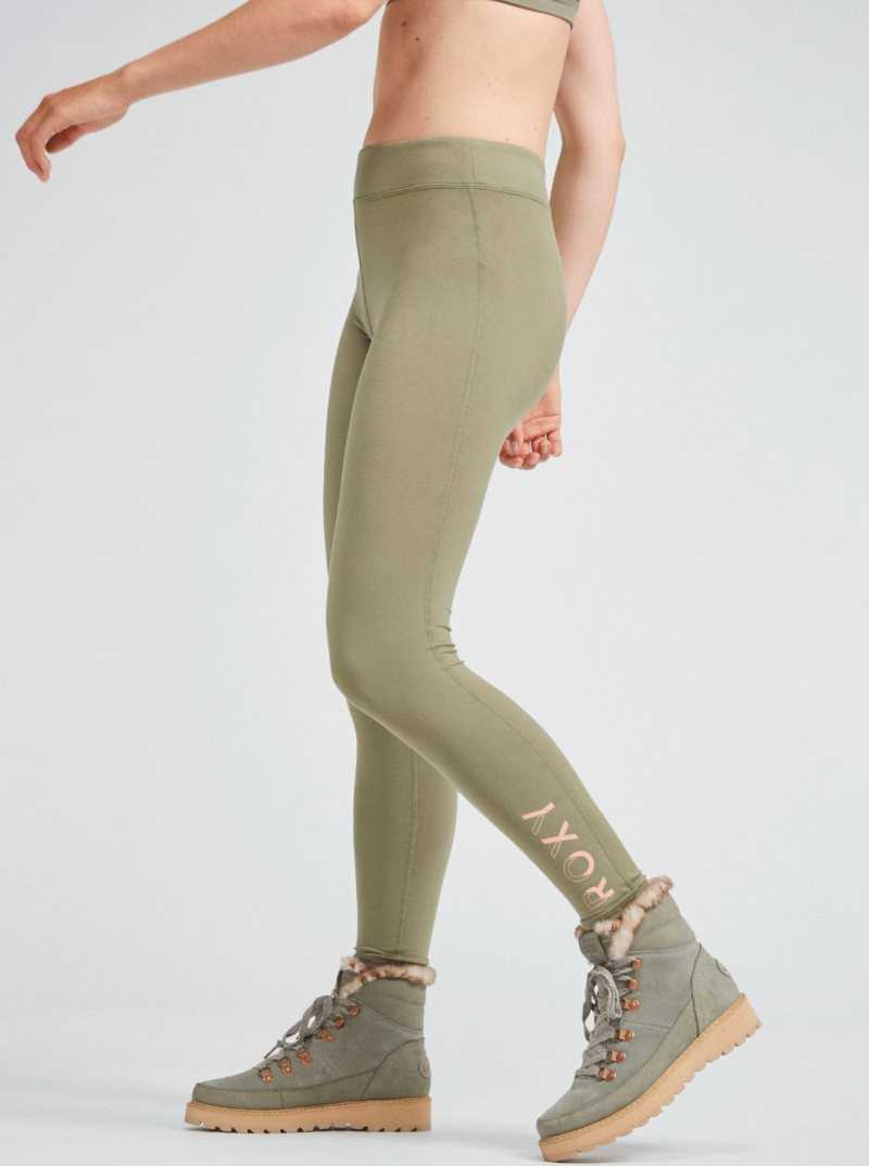 Roxy Good Morning Midnight Workout Leggings Deep Lichen Green | BEPFV-6849