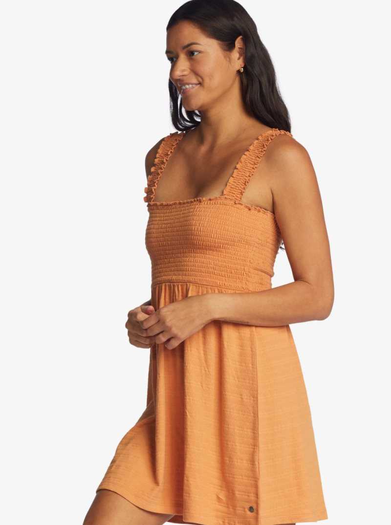 Roxy Hanging 10 Knit Off-The-Shoulder Dress Toasted Nut | SBUKG-0298