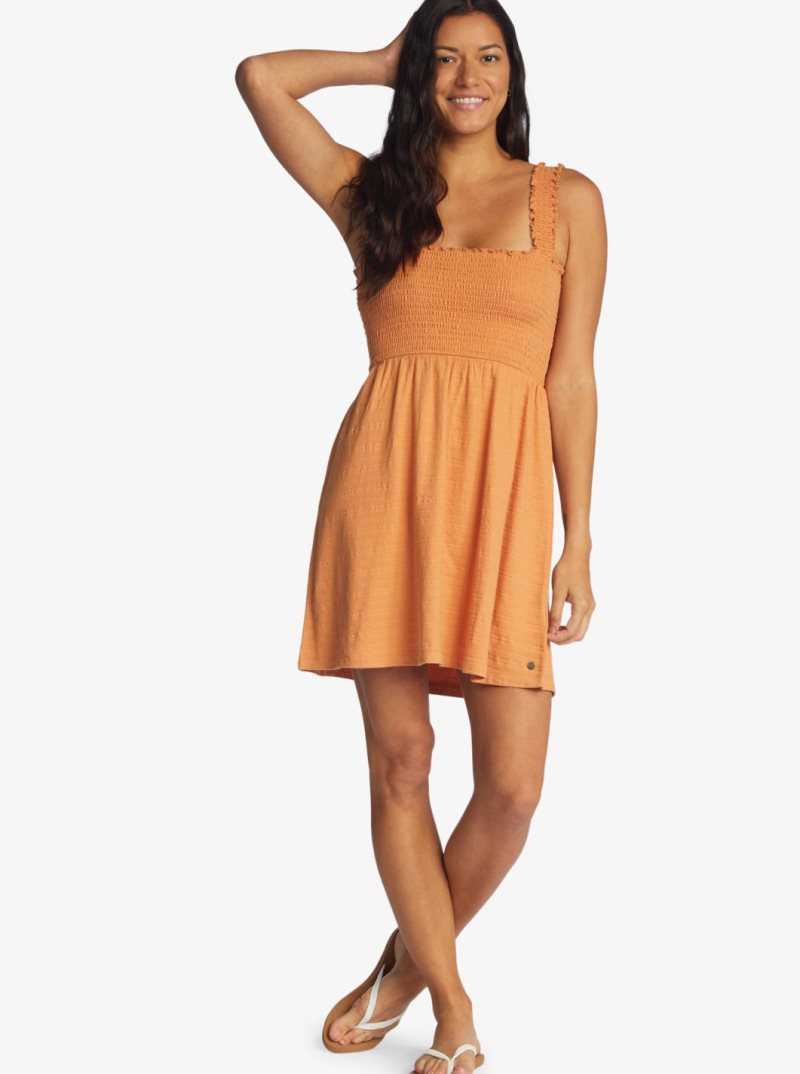 Roxy Hanging 10 Knit Off-The-Shoulder Dress Toasted Nut | SBUKG-0298