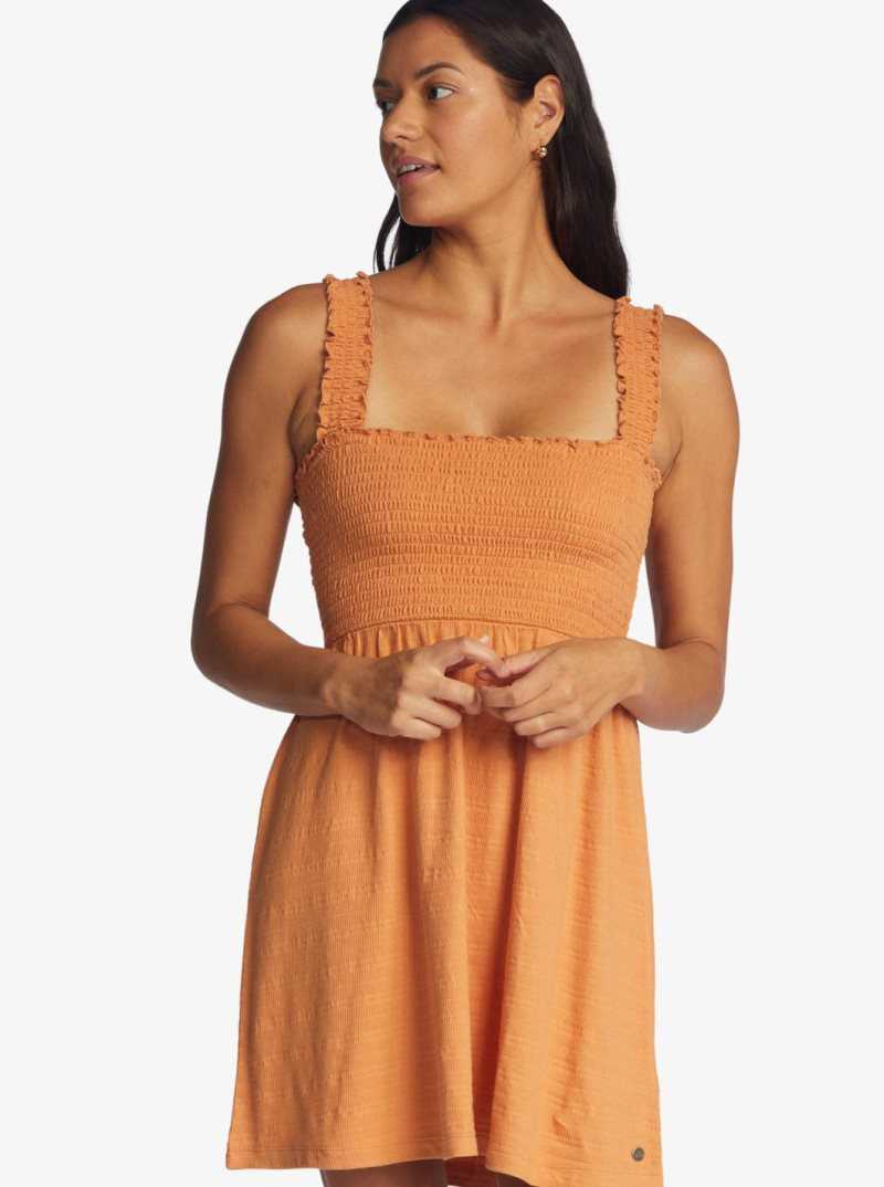 Roxy Hanging 10 Knit Off-The-Shoulder Dress Toasted Nut | SBUKG-0298