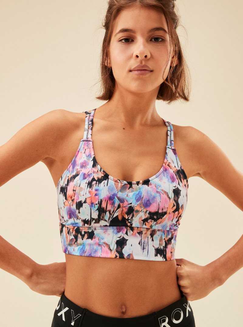 Roxy Heart Into It Sports Bra Anthracite Tenderness | DTGHP-1478