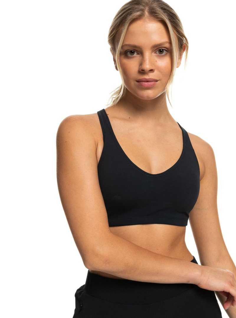 Roxy Heart Into It Sports Bra Anthracite | TNDYM-5261