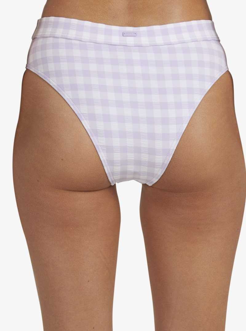 Roxy Heart The Check Moderate Coverage Bikini Bottoms Castle Gingham Lg Pastel Lilac | DAXIQ-8942