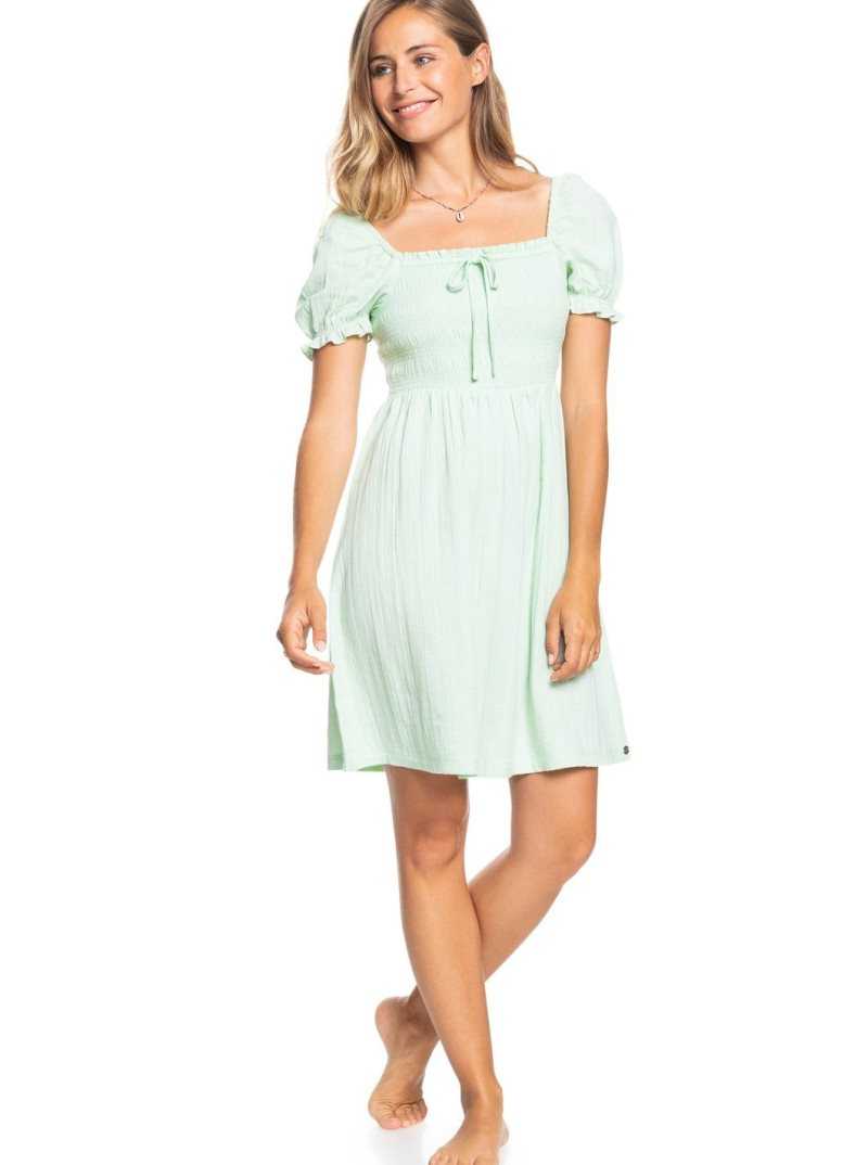 Roxy Hello Mini Again Woven Dress Pastel Green | SNBUR-1967