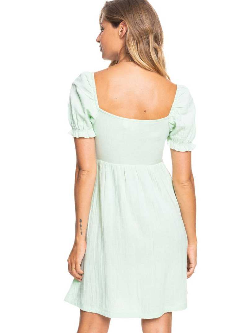 Roxy Hello Mini Again Woven Dress Pastel Green | SNBUR-1967