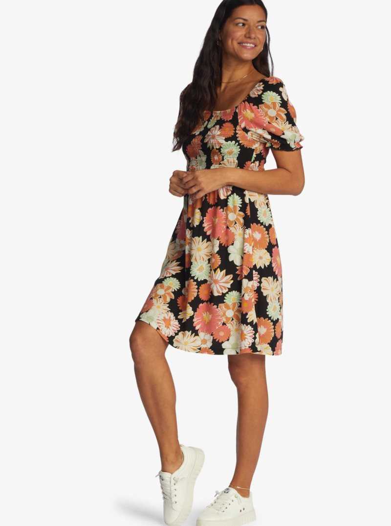 Roxy Hello Petal Mini Dress Anthracite Boogie Chillen | ORHYA-5967