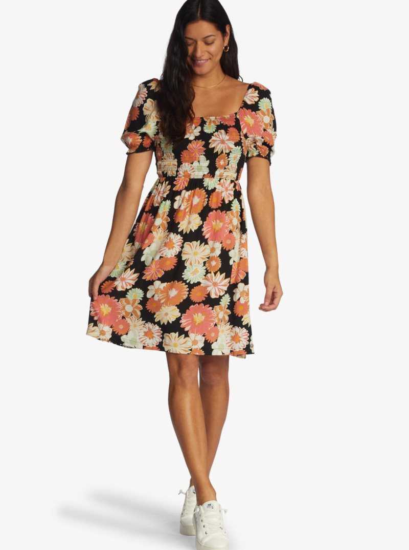 Roxy Hello Petal Mini Dress Anthracite Boogie Chillen | ORHYA-5967