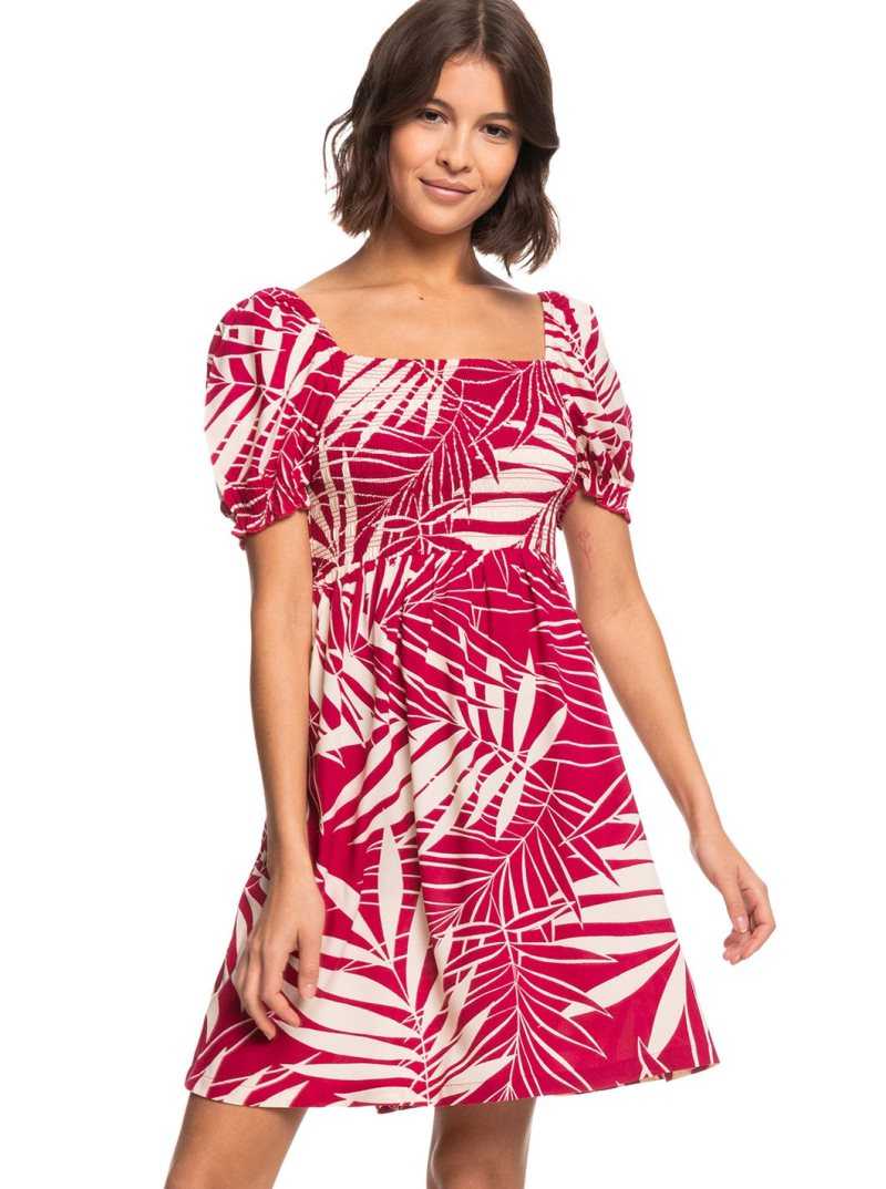 Roxy Hello Petal Mini Woven Dress Red Bud Palmy Days Big | VBHFY-8532