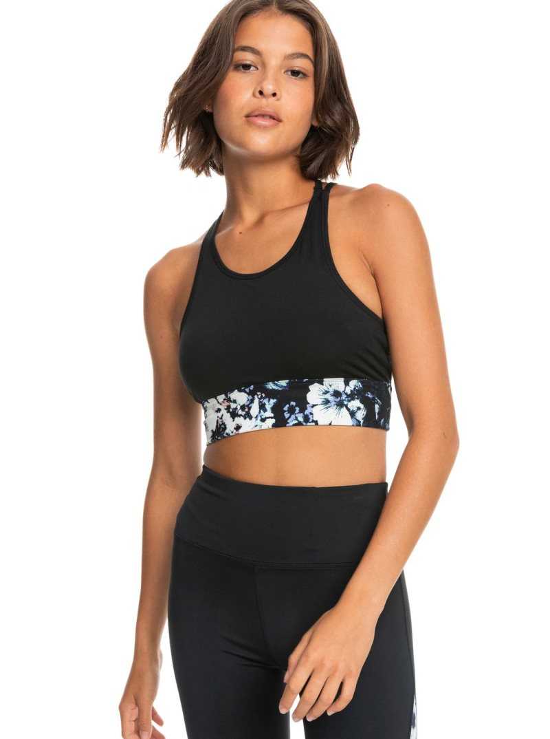 Roxy Illusion Of Bliss Strappy Sports Bra True Black | RXLAE-7250