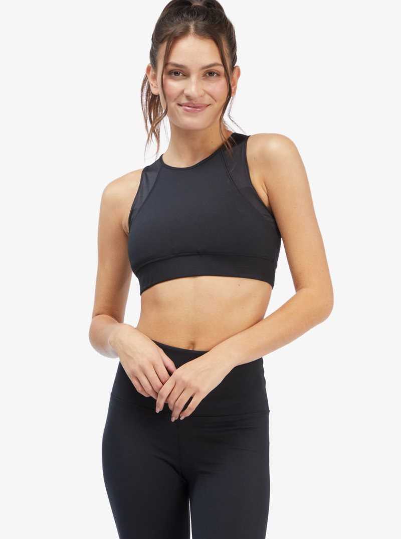 Roxy Interstellar Disco Medium Support Sports Bra Anthracite | OXQYE-0298