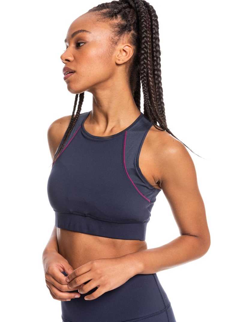 Roxy Interstellar Disco Medium Support Sports Bra Mood Indigo | ZWSMI-6872