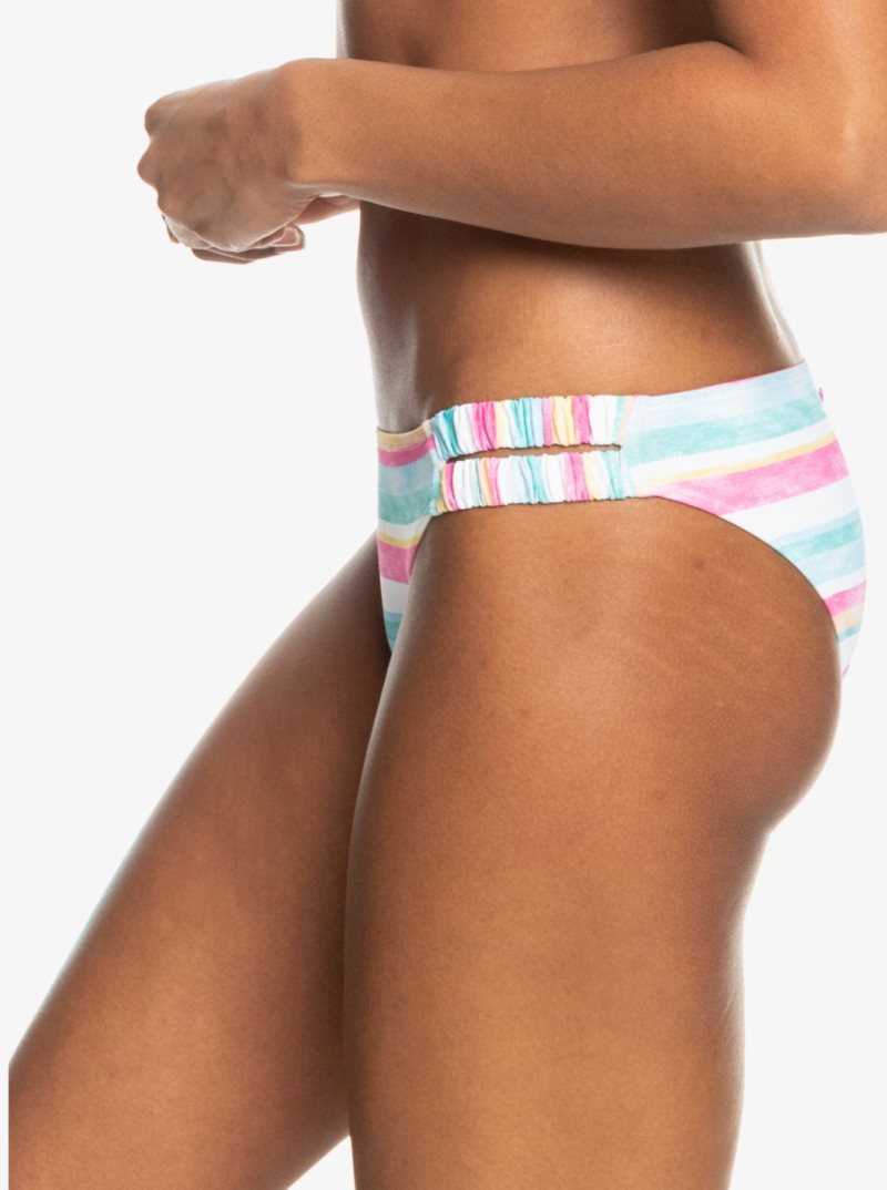 Roxy Island In The Sun Moderate Coverage Bikini Bottoms Bright White S Sun Struck | YFOUP-4179