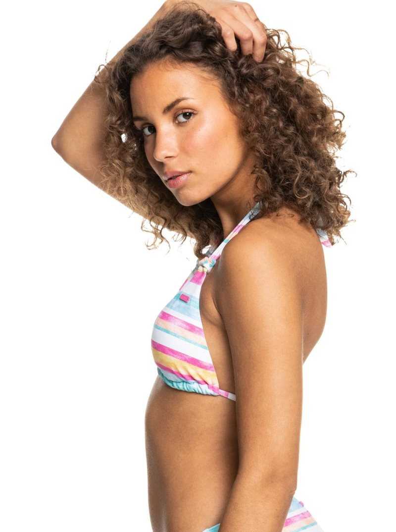 Roxy Island In The Sun Triangle Bikini Top Bright White S Sun Struck | LTQHE-2186