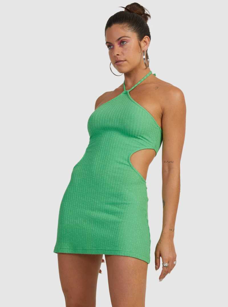 Roxy Izabella Halter Dress Green Dream | UWCGQ-8234