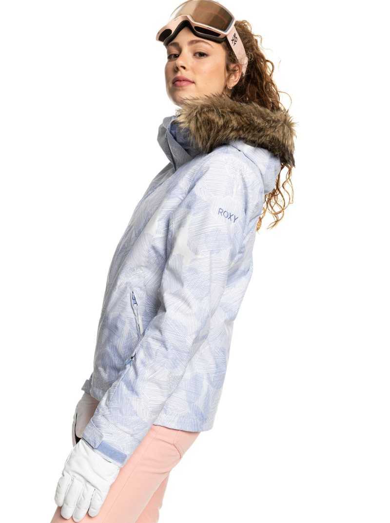 Roxy Jet Ski Insulated Snow Jacket Egret Line Flowers | JLZET-0785