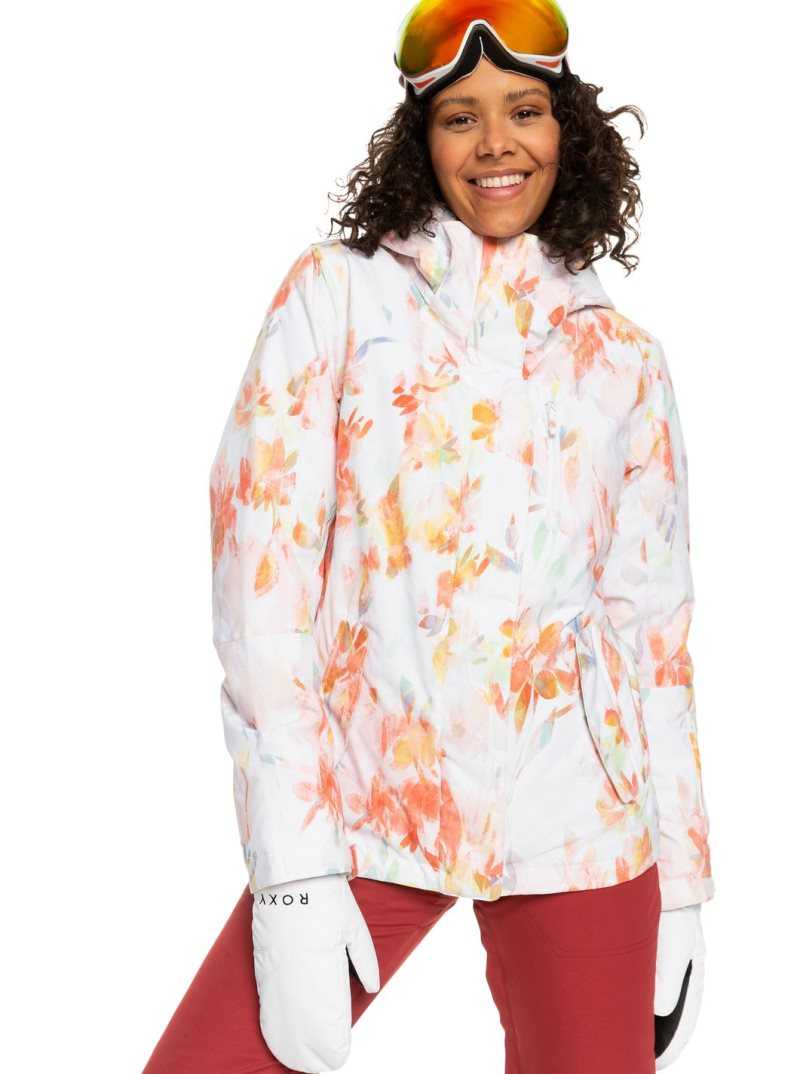 Roxy Jetty Insulated Snow Jacket Bright White Tenderness | OCDLT-6950