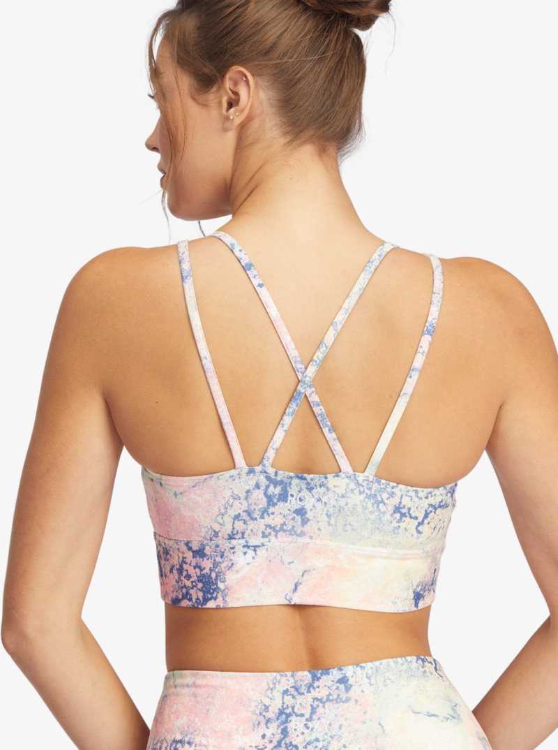 Roxy Kaileo Elongated Sports Bra Bright White Concrete Jungle | RKMDW-5768