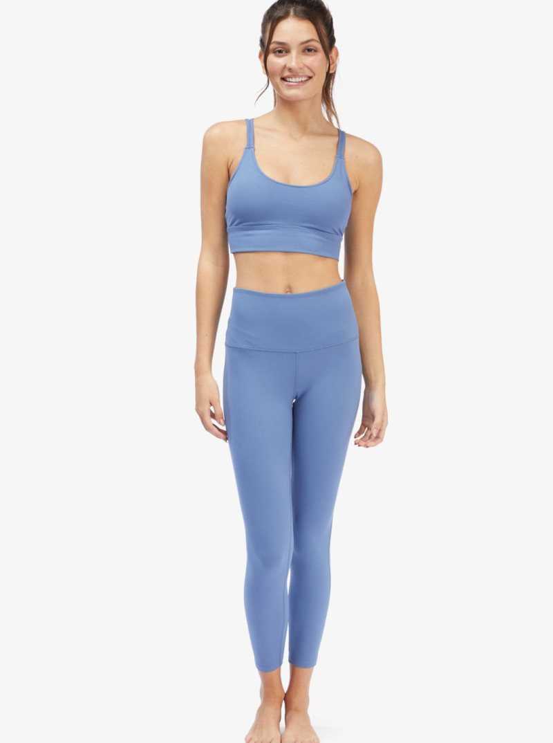 Roxy Kaileo High Waisted Ankle Length Workout Leggings Bijou Blue | JRWSG-3014