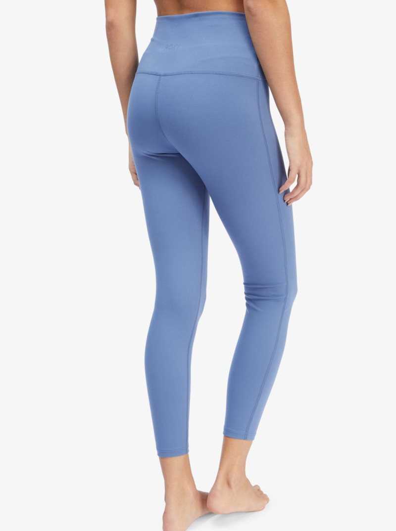 Roxy Kaileo High Waisted Ankle Length Workout Leggings Bijou Blue | JRWSG-3014