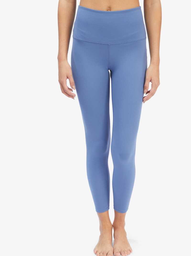 Roxy Kaileo High Waisted Ankle Length Workout Leggings Bijou Blue | JRWSG-3014