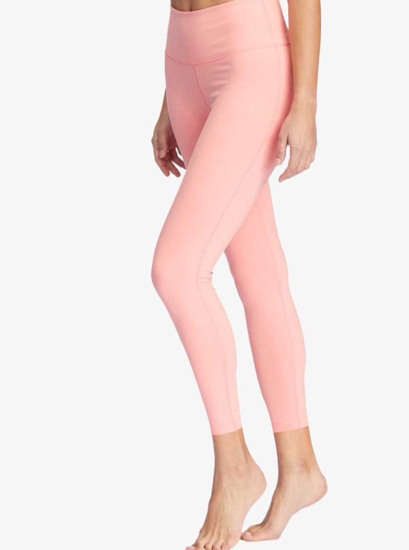 Roxy Kaileo High Waisted Ankle Length Workout Leggings Strawberry Pink | UWONS-3857