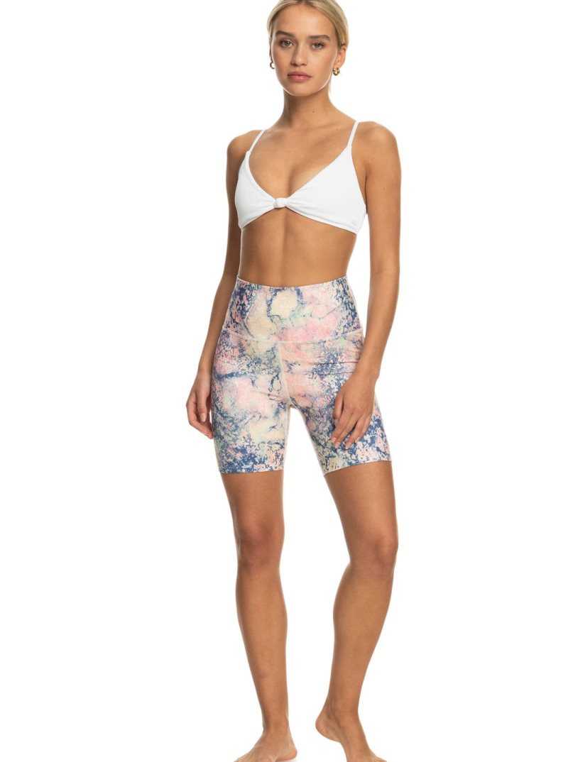 Roxy Kaileo High Waisted Biker Shorts Bright White Concrete Jungle | GIJWE-0942