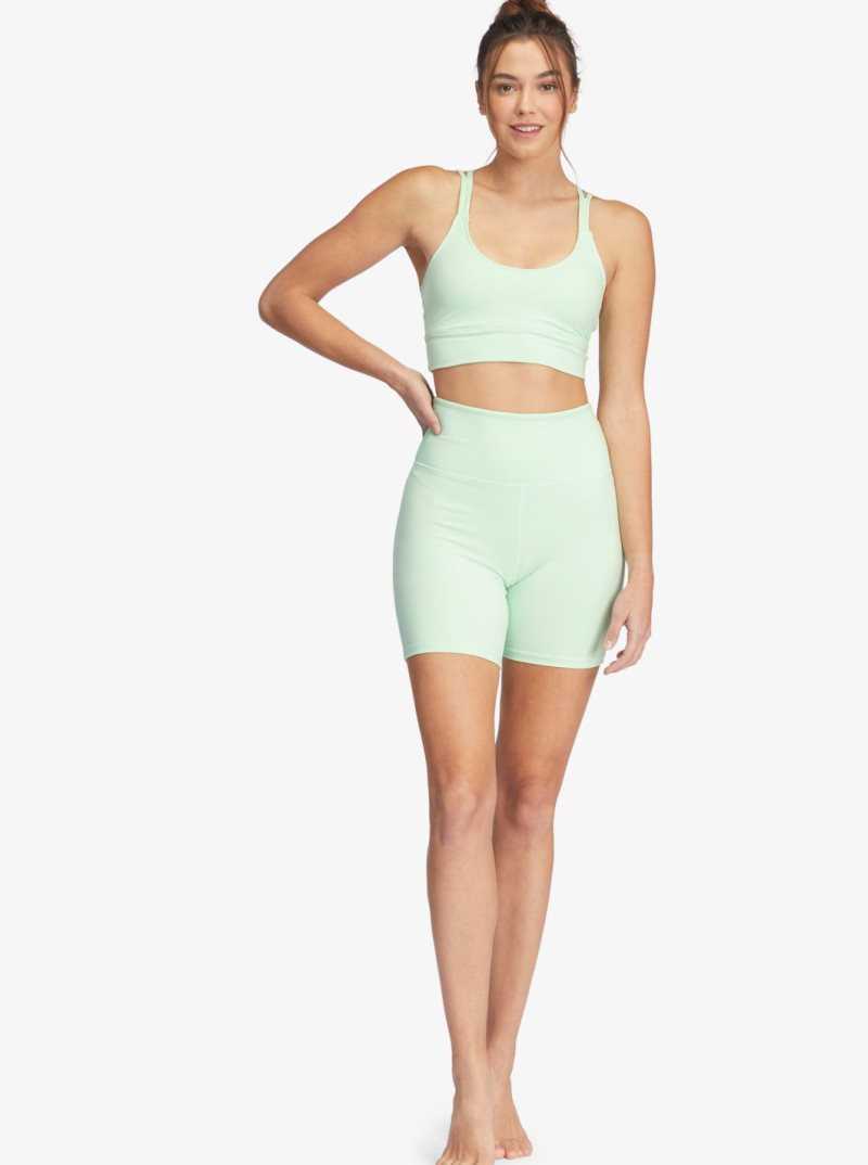 Roxy Kaileo High Waisted Biker Shorts Pastel Green | ILRJK-9607