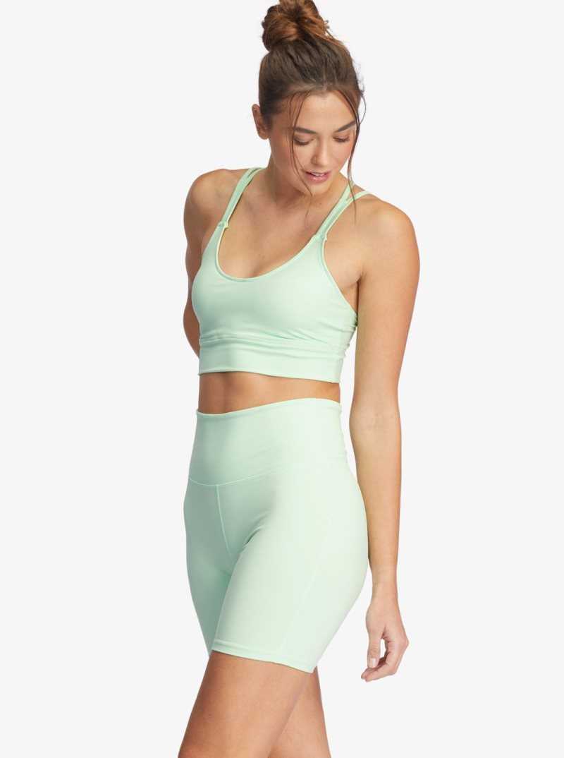 Roxy Kaileo High Waisted Biker Shorts Pastel Green | ILRJK-9607