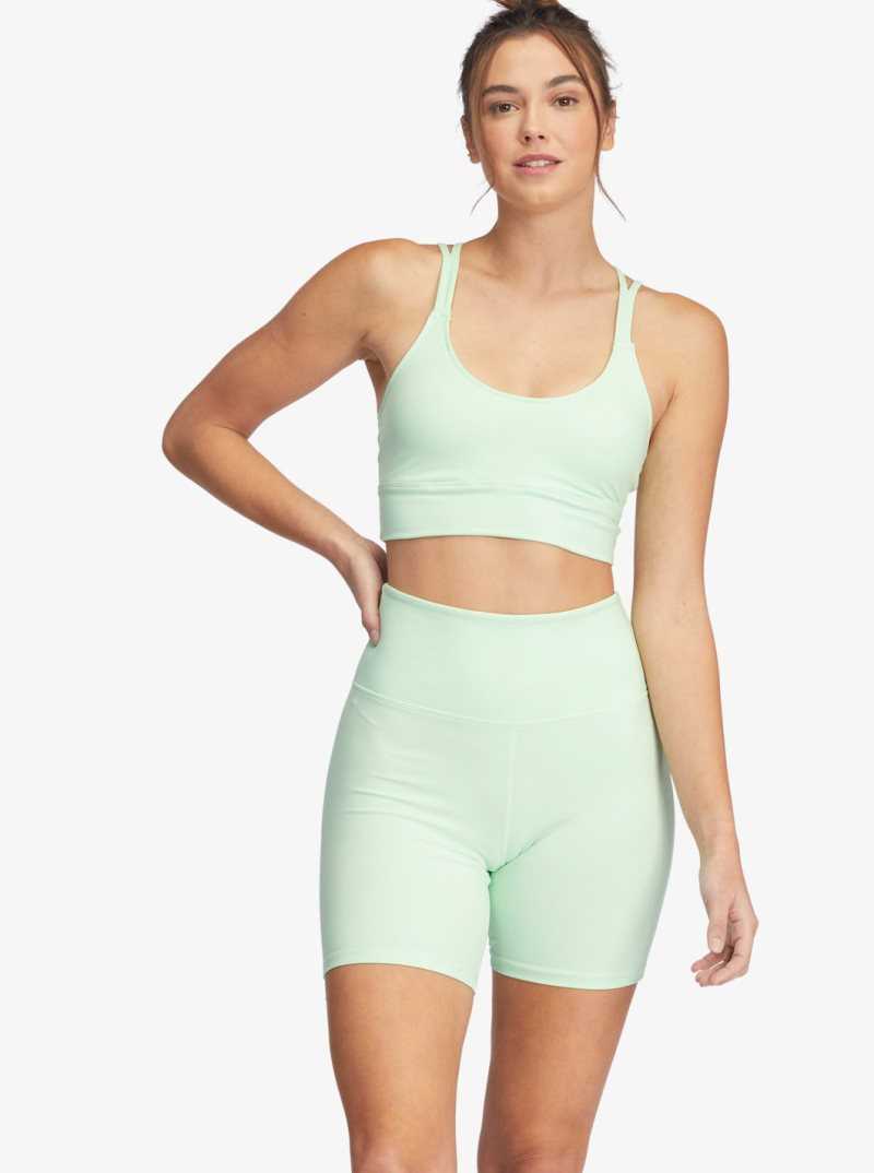 Roxy Kaileo High Waisted Biker Shorts Pastel Green | UACKO-1375