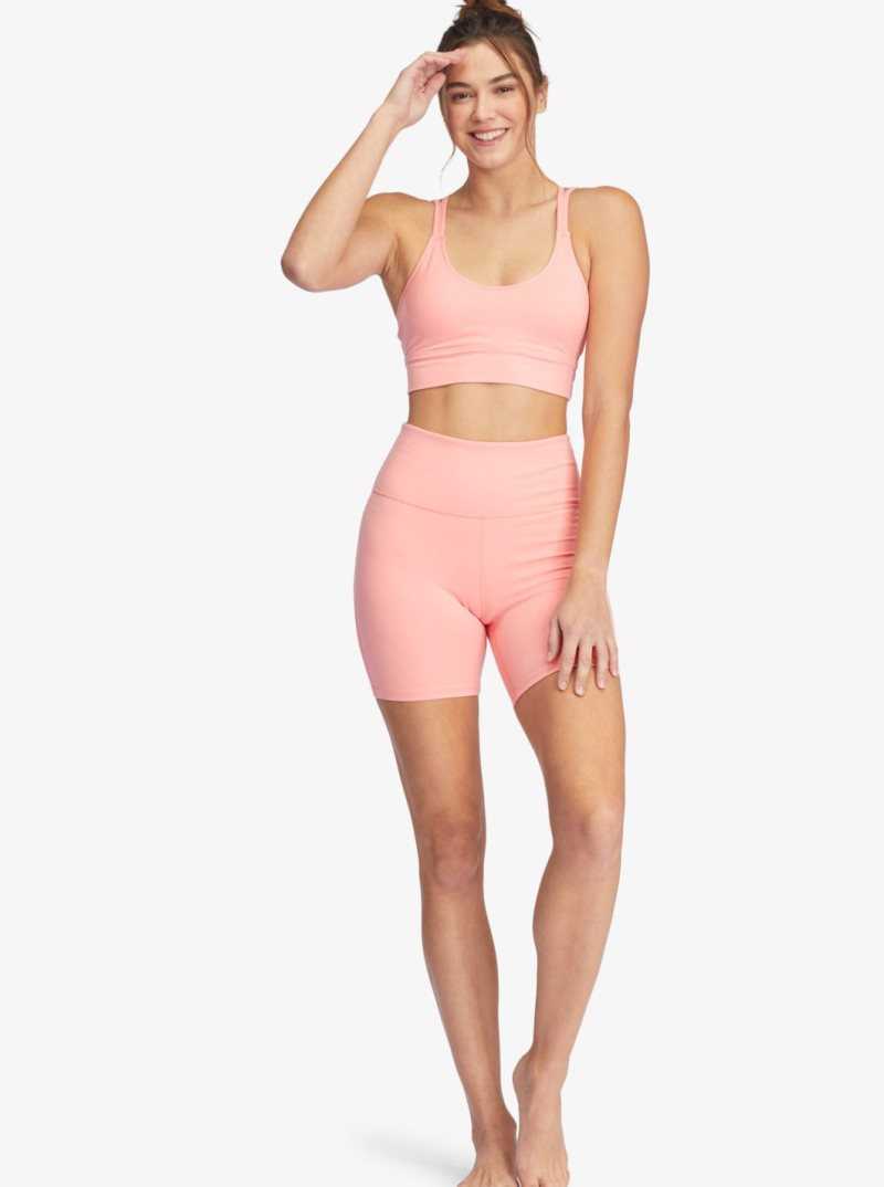 Roxy Kaileo High Waisted Biker Shorts Strawberry Pink | EOBKD-0314