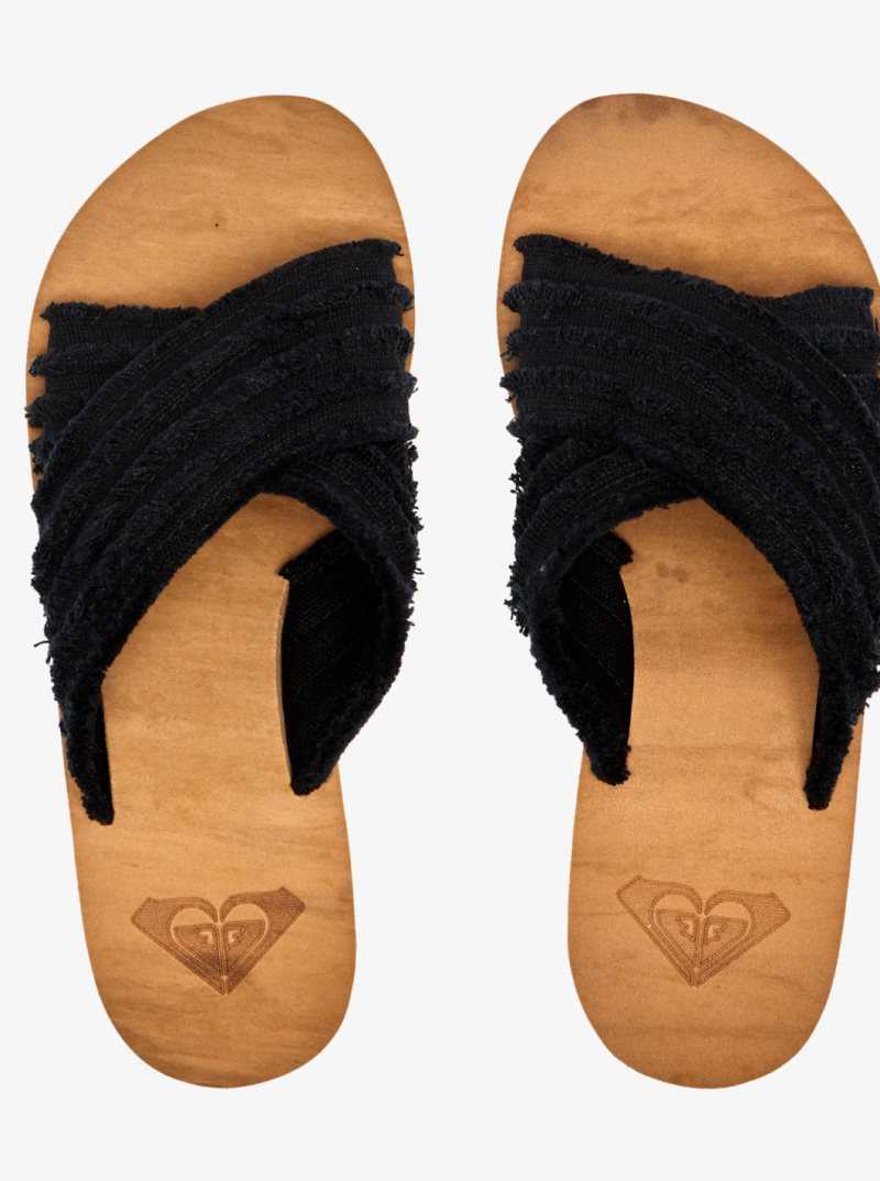 Roxy Kamea Wahine Sandals Black | TFLHU-5039