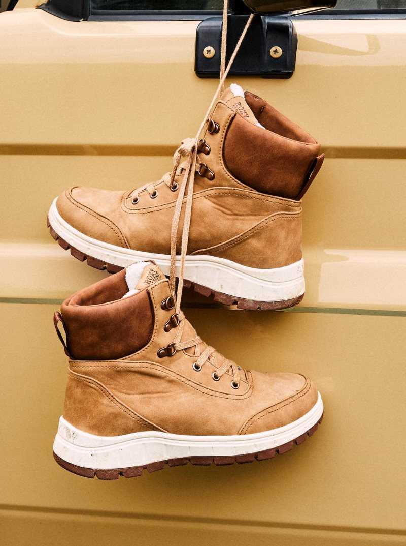 Roxy Karmel Lace-Up Boots Tan | NCYOM-1732