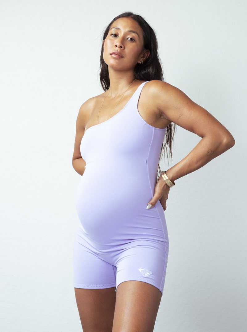 Roxy Kelia Asymmetrical Fitness Bodysuit Lavender | KZUBG-5416