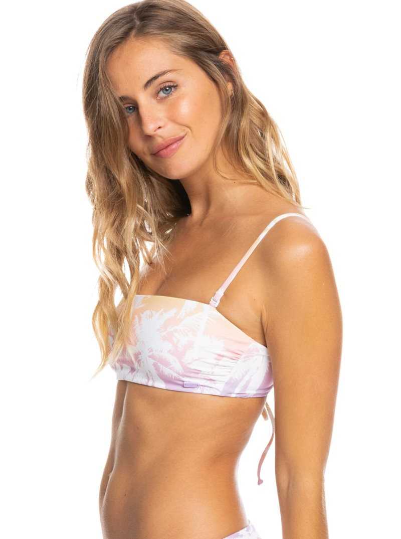 Roxy Lahaina Lights Reversible Bandeau Bikini Top Peach Bud Lahaina Lights S | CKTHW-7538