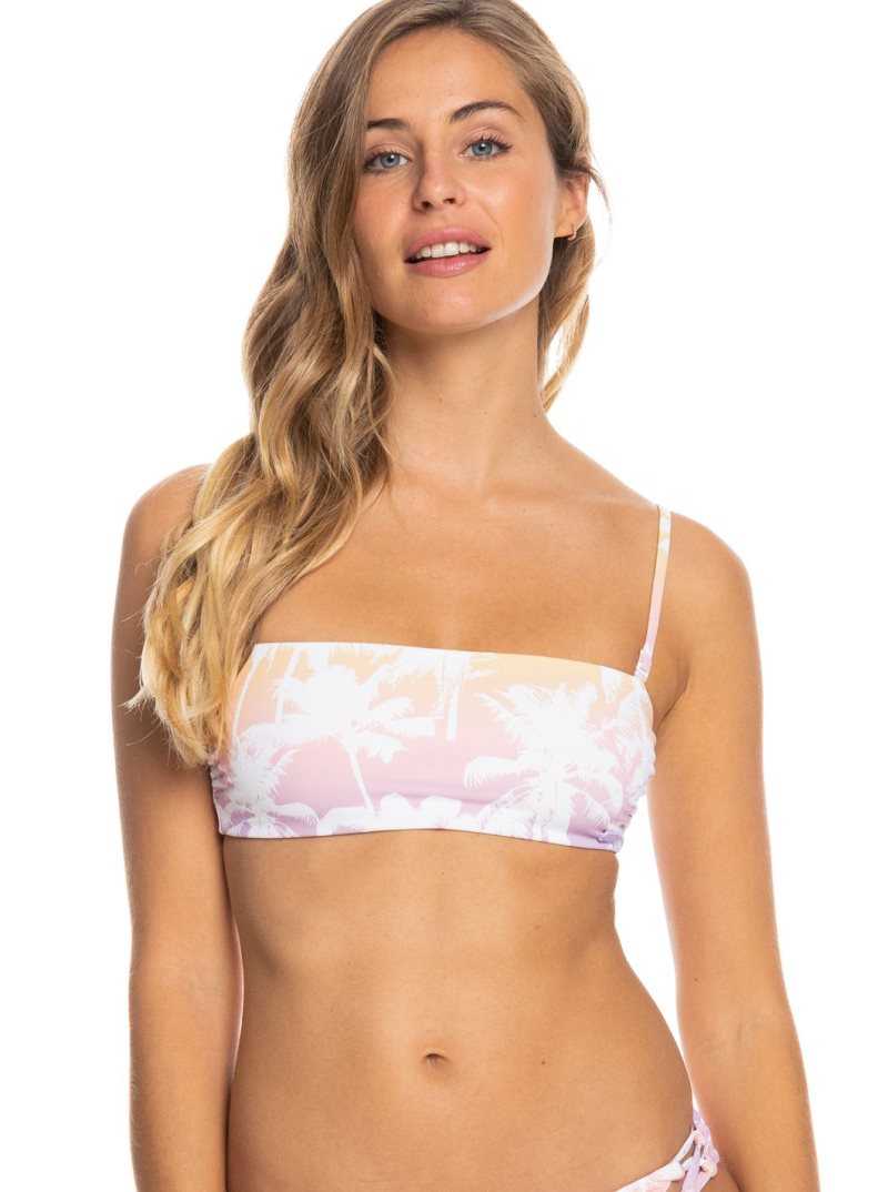 Roxy Lahaina Lights Reversible Bandeau Bikini Top Peach Bud Lahaina Lights S | CKTHW-7538