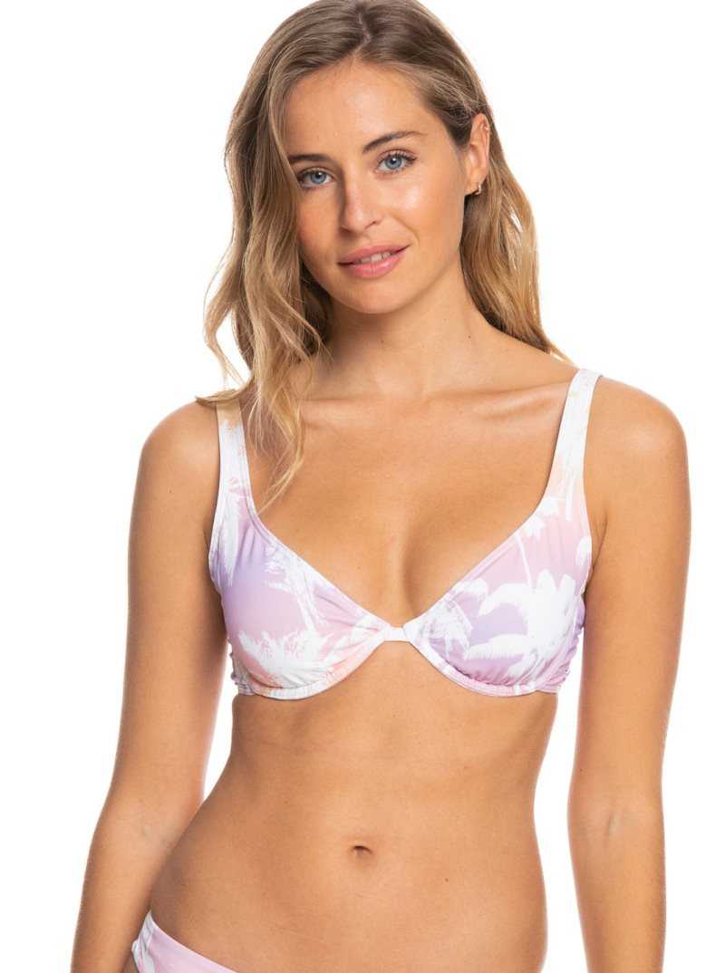 Roxy Lahaina Lights Underwire Bra Bikini Top Peach Bud Lahaina Lights S | ZTBYG-0351