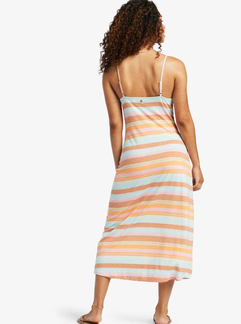 Roxy Last Dance Midi Dress Sunset Spectrum Stripe | GDQPN-4876