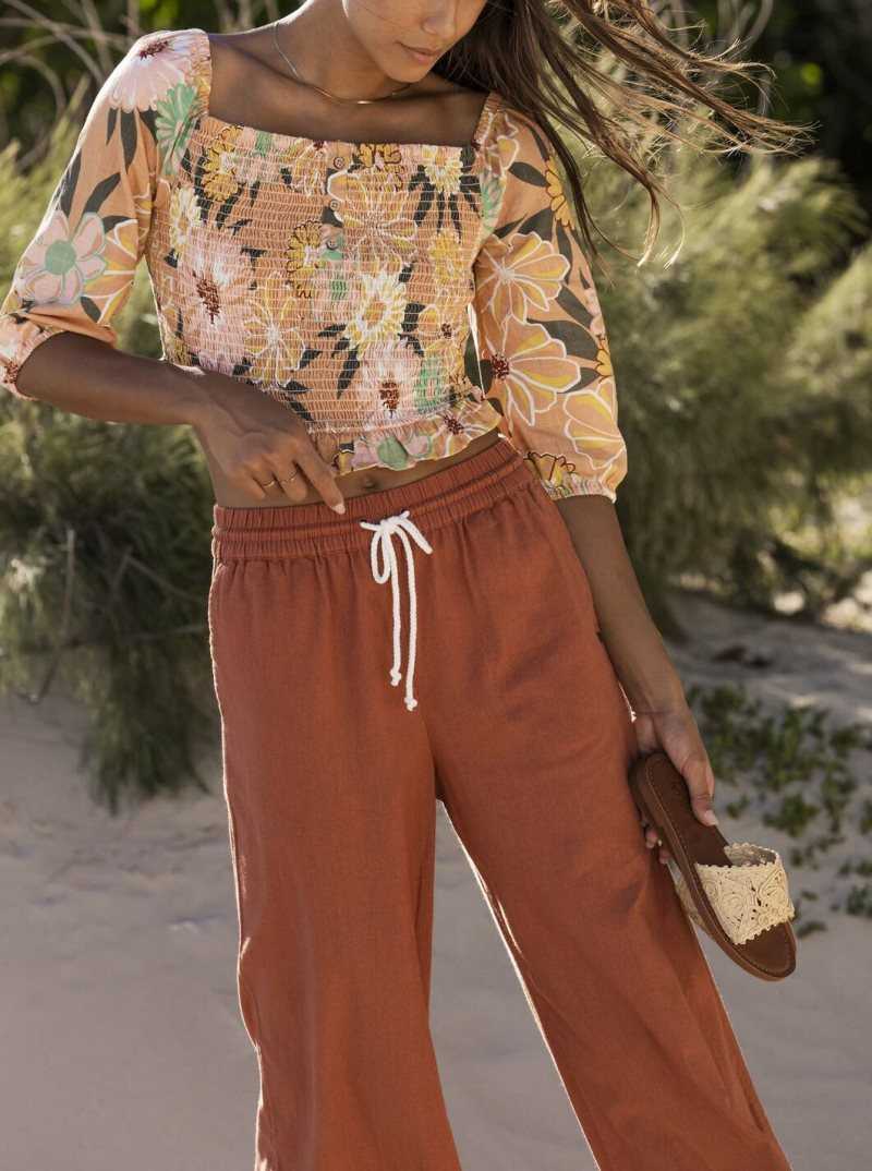 Roxy Lekeitio Beach Pants Baked Clay | REQMT-7412