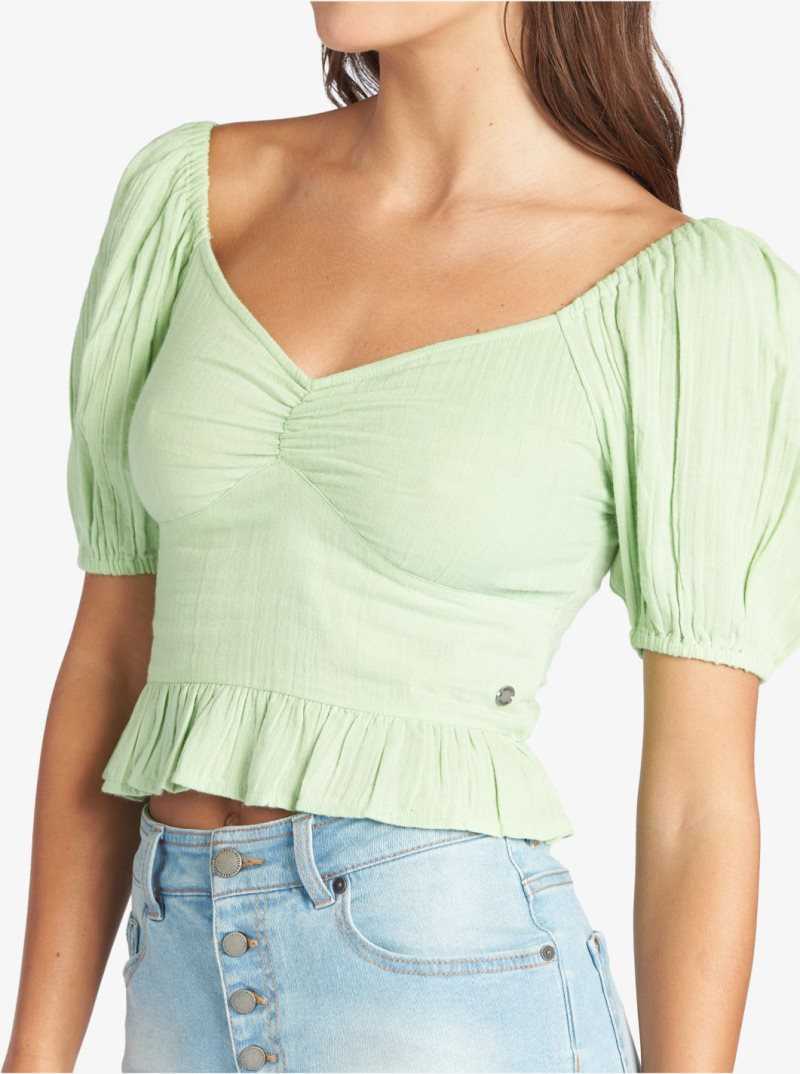 Roxy Life Mirage Woven Puff Sleeve Top Sprucetone | JTZUK-2013