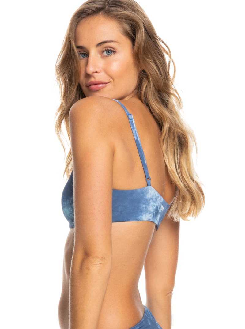 Roxy Long Weekend Reversible Triangle Bikini Top Bijou Blue Long Weekend S | VRQIU-7632