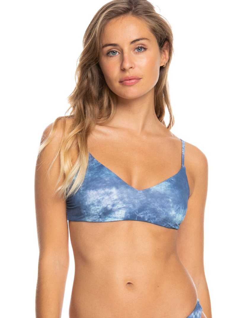 Roxy Long Weekend Reversible Triangle Bikini Top Bijou Blue Long Weekend S | VRQIU-7632