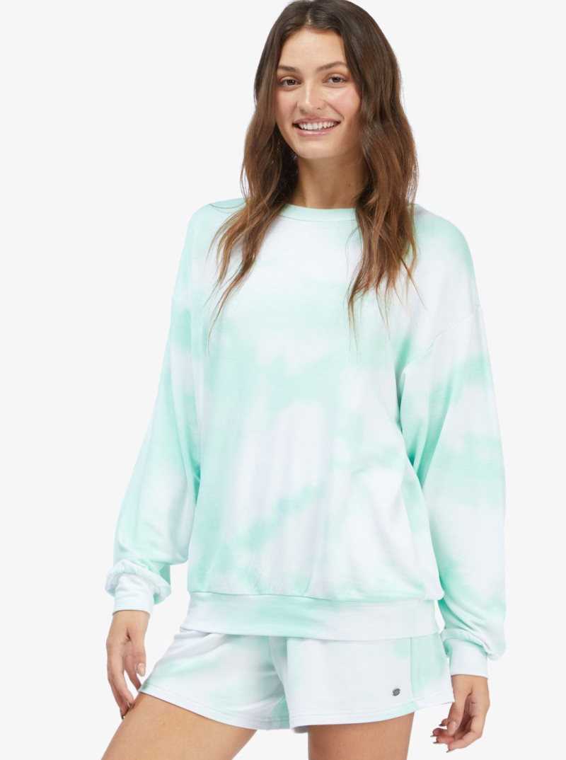 Roxy Lounge Life Crew Oversized Sweatshirt Brook Green Toast On Mars | LRCZJ-6214