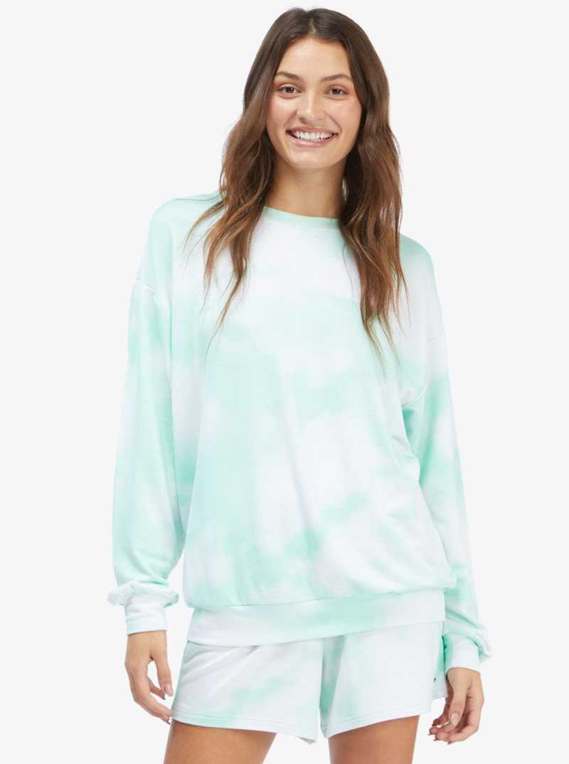 Roxy Lounge Life Crew Oversized Sweatshirt Brook Green Toast On Mars | LRCZJ-6214