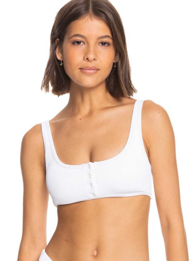 Roxy Love Bralette Bikini Top Bright White | CUVYT-2648