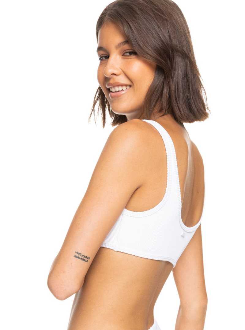 Roxy Love Bralette Bikini Top Bright White | CUVYT-2648