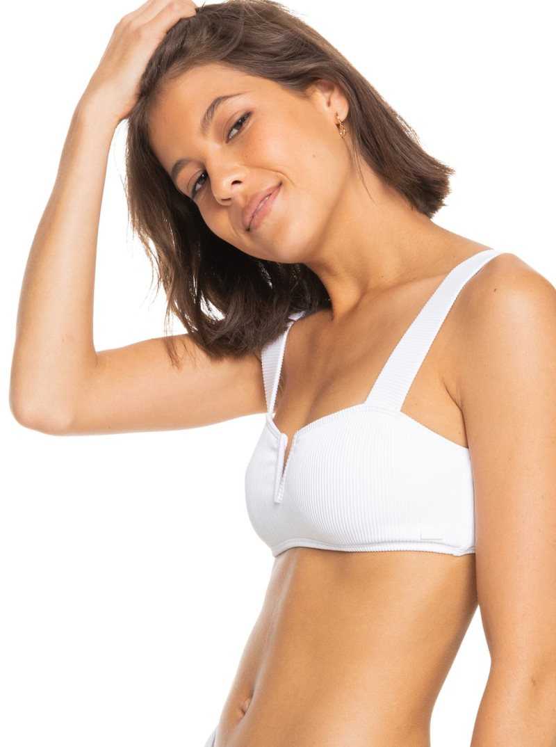 Roxy Love Bralette Bikini Top Bright White | DNLMU-9643