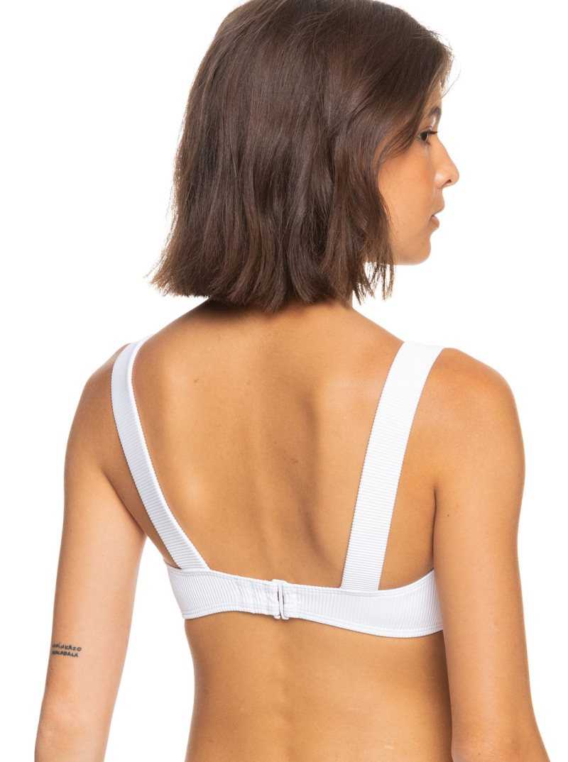 Roxy Love Bralette Bikini Top Bright White | DNLMU-9643