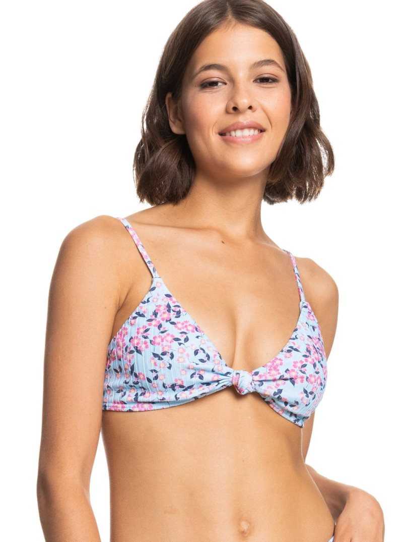 Roxy Love Rib Monyca Triangle Bikini Top Cool Blue S Very Blossom | QIECV-4857