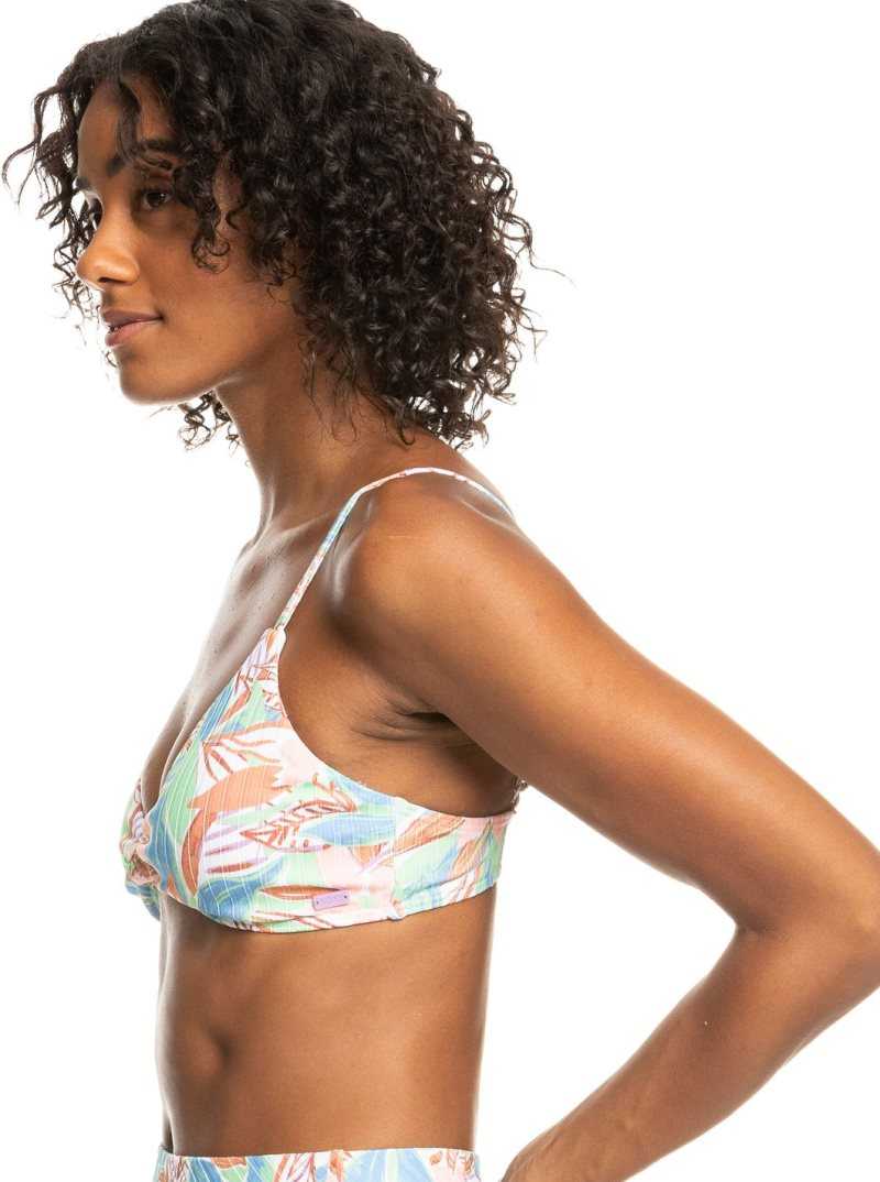 Roxy Love Rib The Surf Knot Triangle Bikini Top Sprucetone Les Fleurs S | OZJXV-2479